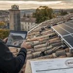 Installateur photovoltaïque RGE Castres mesurant une installation solaire sur toiture