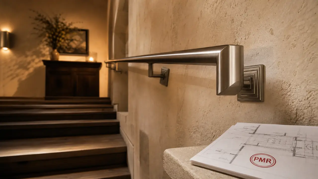Main courante escalier en inox brossé, sécurité PMR