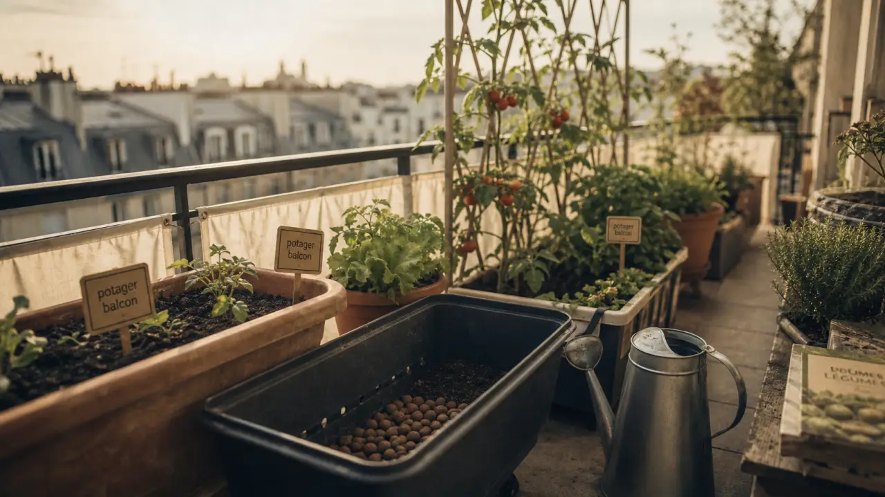 Potager sur balcon : jardinières, lumière et arrosage