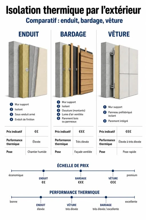 Comparatif des techniques d'isolation extérieure prix et performance