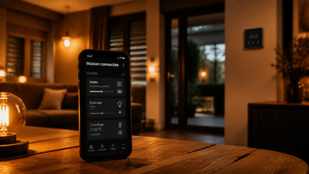 Maison connectée : smartphone pour piloter volets, chauffage et sécurité