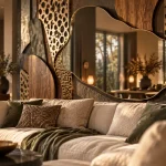 Déco murale originale avec miroir organique dans un salon contemporain