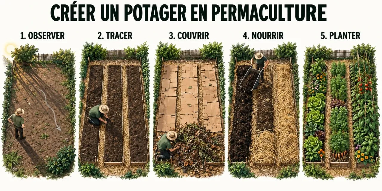 Étapes de création d’un potager en permaculture sur une petite surface