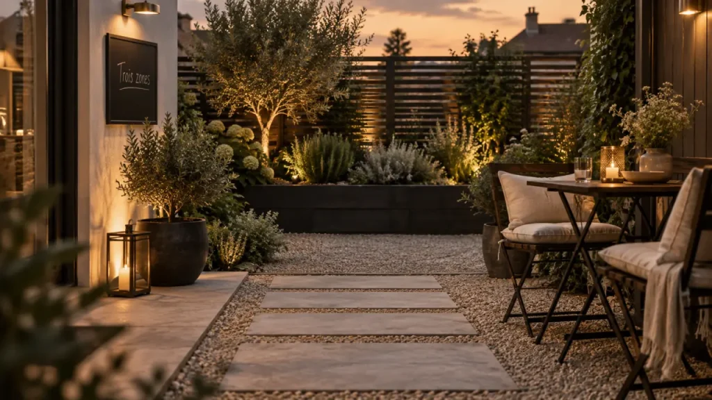 Aménager un petit jardin avec trois zones légères et bien reliées