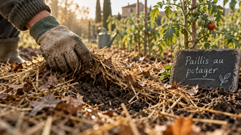 Paillage du potager : l’épaisseur adaptée protège le sol sans étouffer les légumes